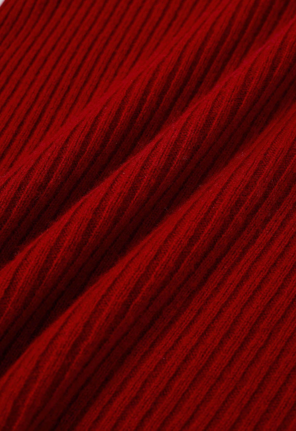 Elemental – Langärmliger Wollpullover mit Rollkragen in Rot