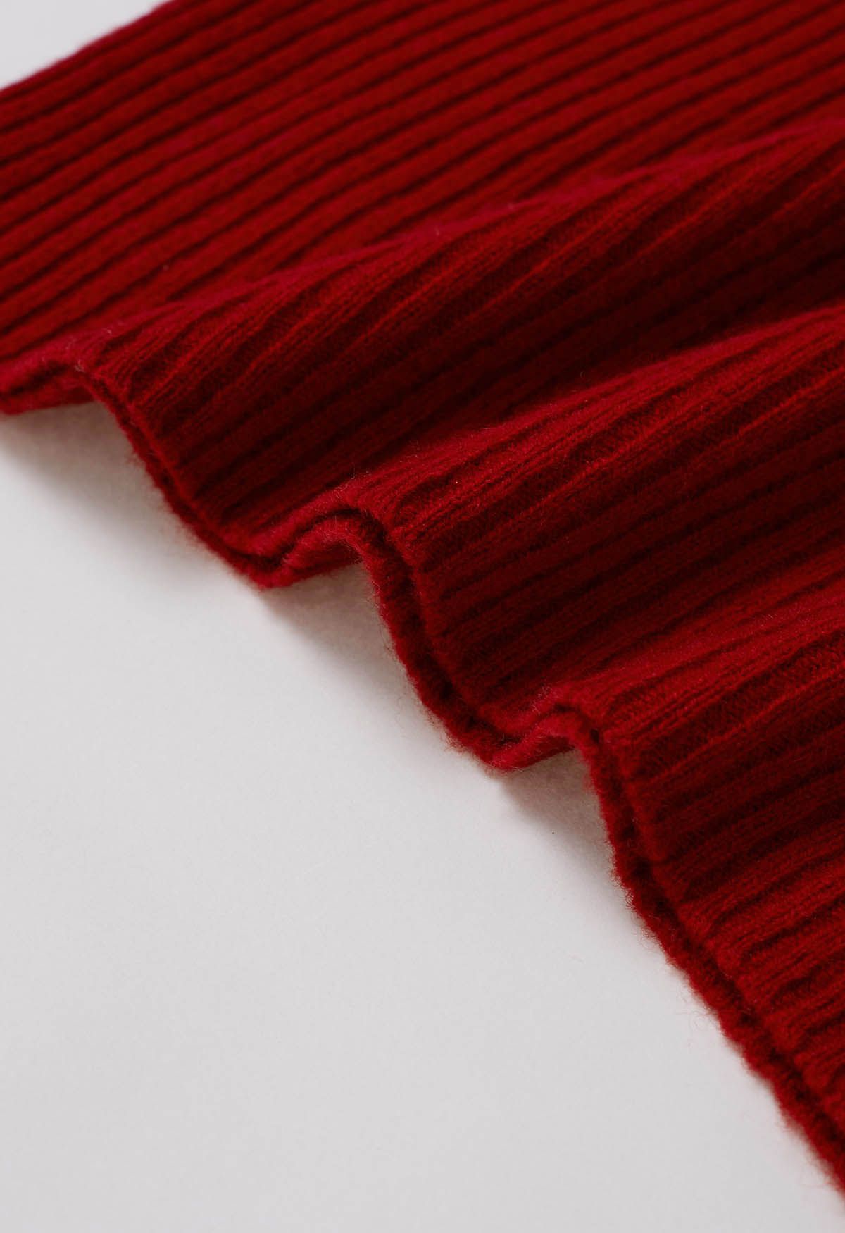 Elemental – Langärmliger Wollpullover mit Rollkragen in Rot