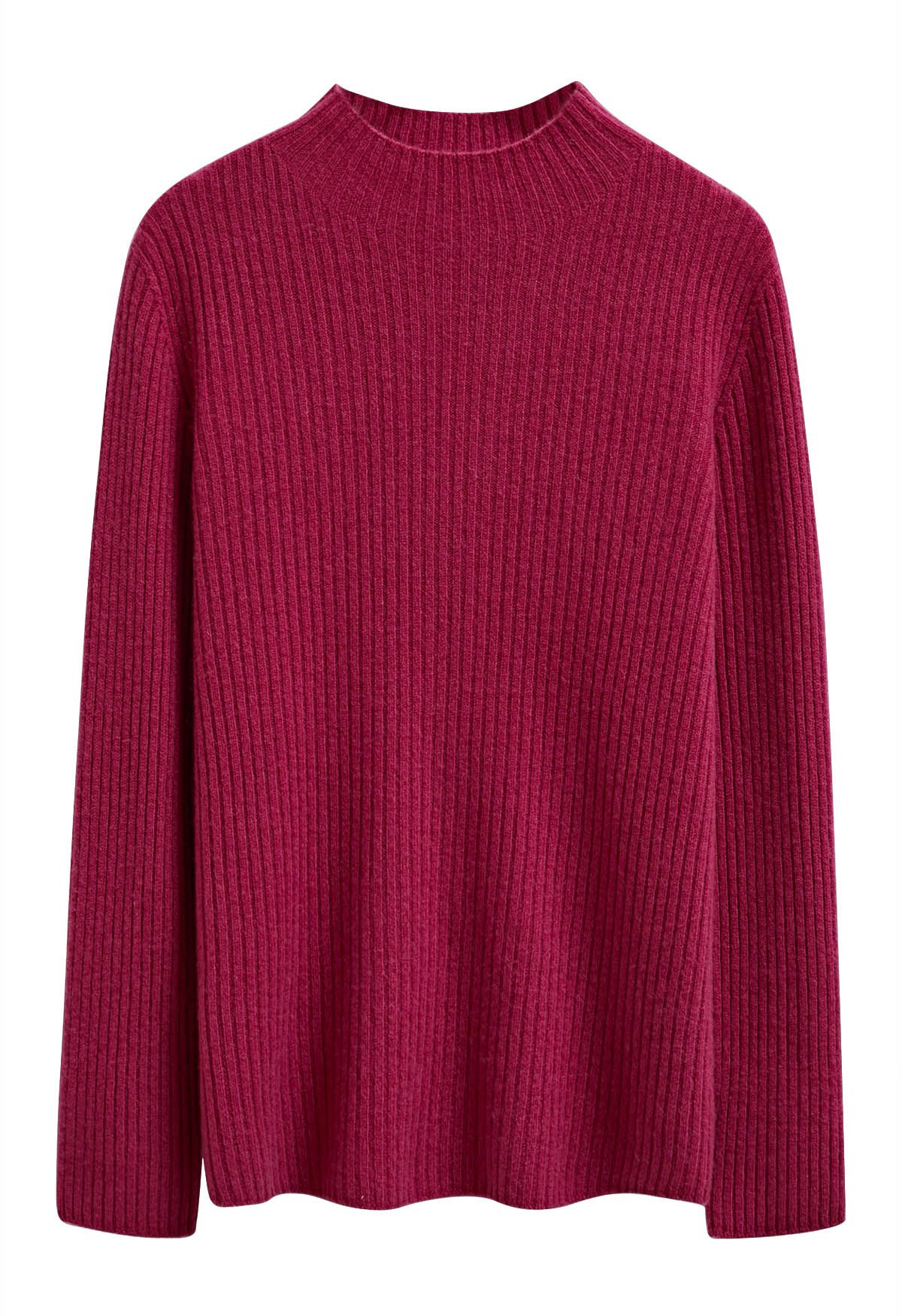 Elemental Langärmliger Wollpullover mit Rollkragen in Magenta