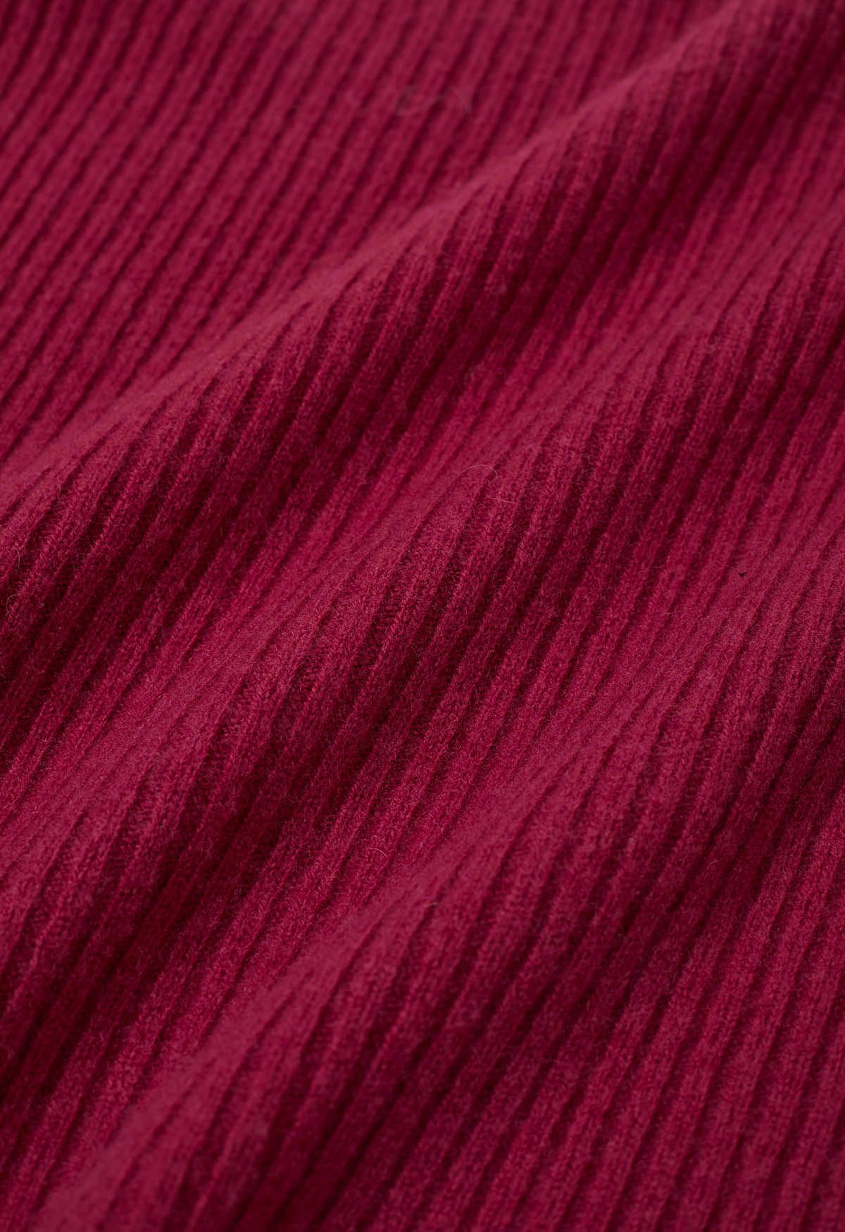 Elemental Langärmliger Wollpullover mit Rollkragen in Magenta