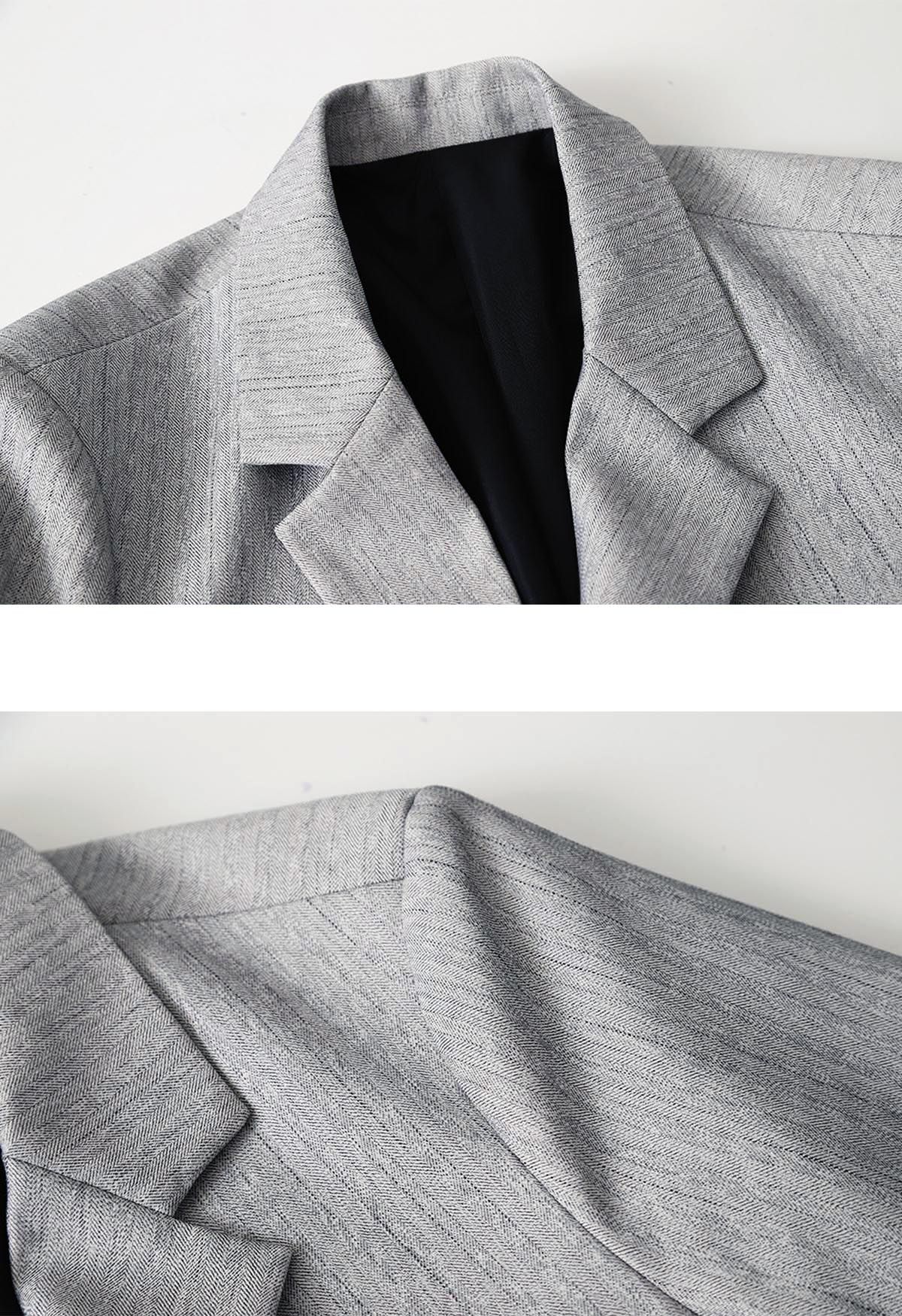 Fake – Zweiteiliger Button-Down-Blazer in Grau