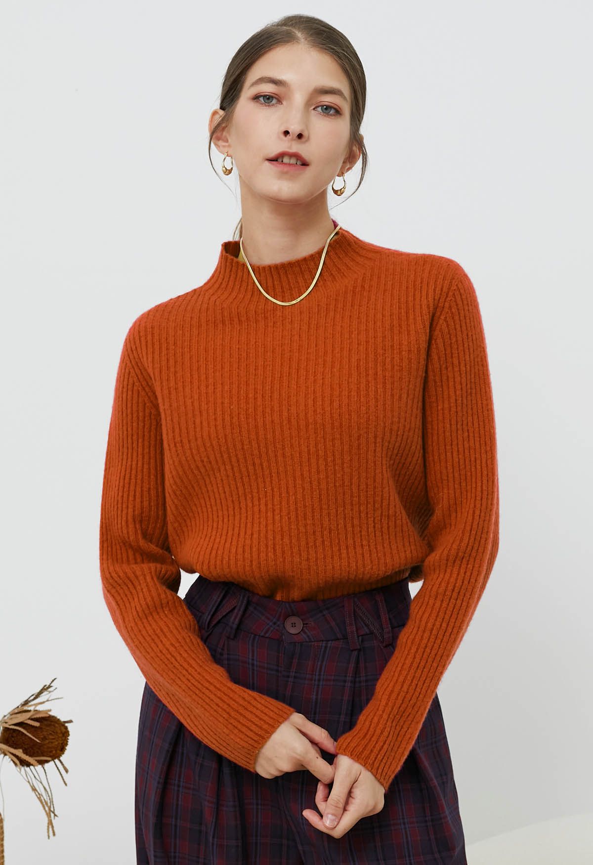 Elemental – Langärmliger Wollpullover mit Rollkragen in Orange