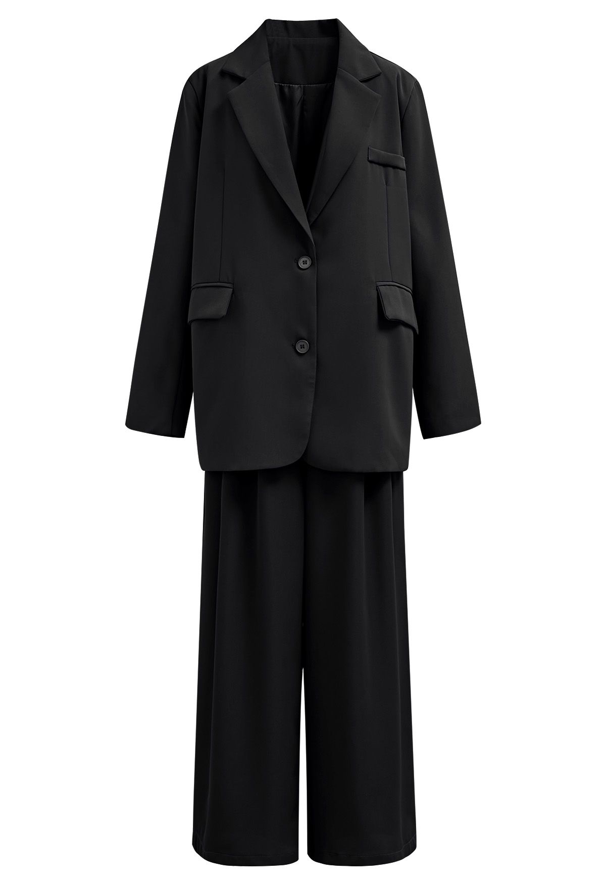 Modernes Executive-Set aus Blazer und Hose mit Revers in Schwarz