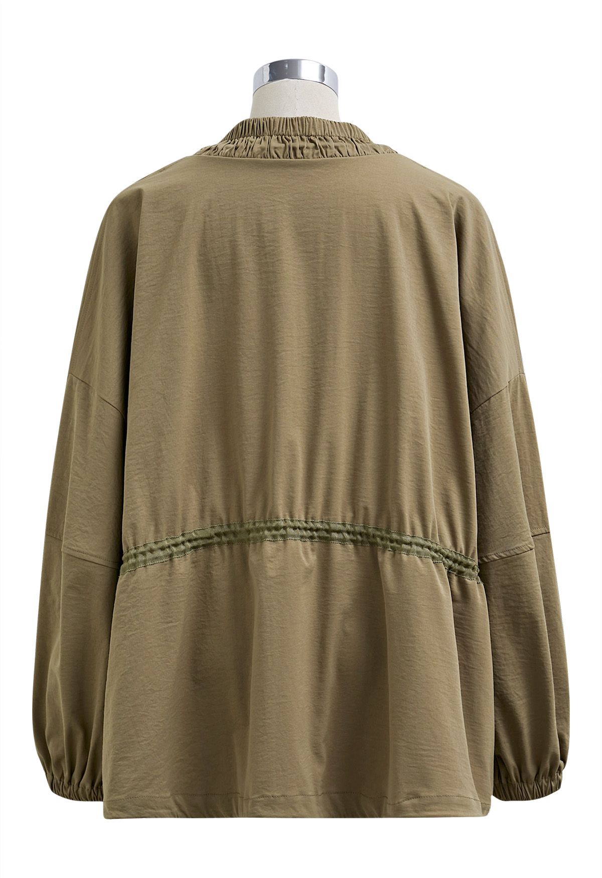 Entspannter Parka mit Seitentaschen und Kordelzug in Khaki