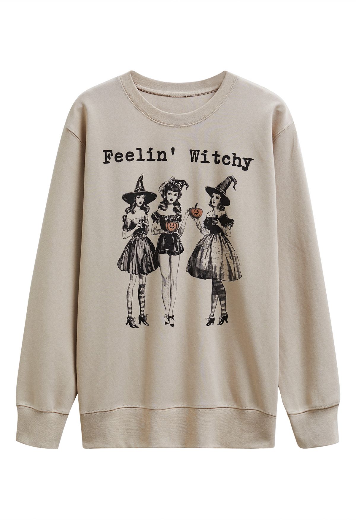 Sweatshirt mit „Feeling Witchy Girly“-Muster