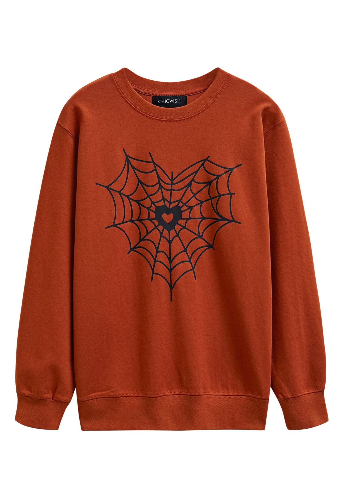 Schwarzes Sweatshirt mit Herz-Spinnennetz-Muster