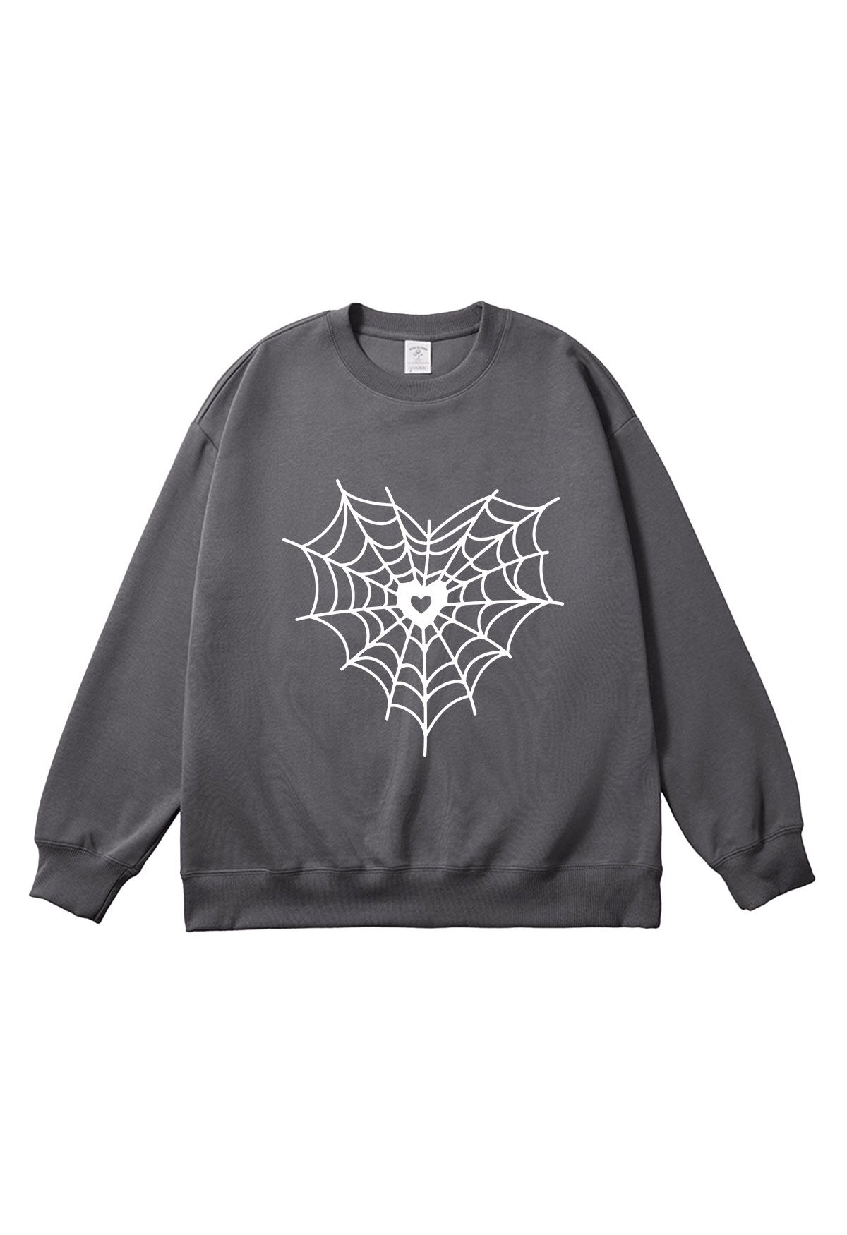 Weißes Sweatshirt mit Herz-Spinnennetz-Muster