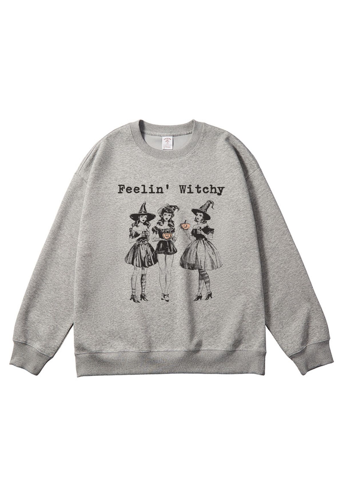 Sweatshirt mit „Feeling Witchy Girly“-Muster