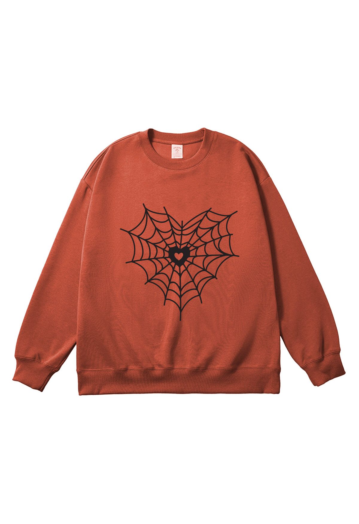 Schwarzes Sweatshirt mit Herz-Spinnennetz-Muster