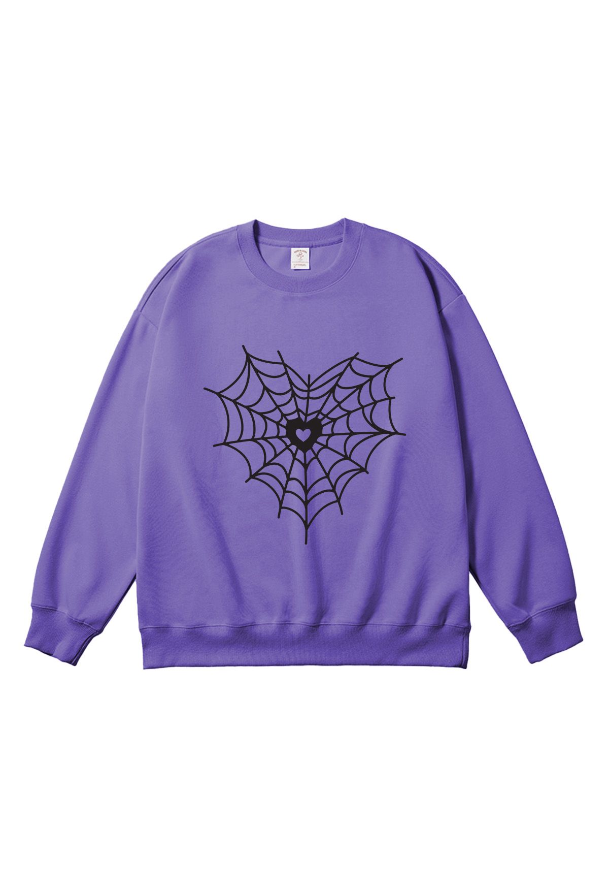 Schwarzes Sweatshirt mit Herz-Spinnennetz-Muster