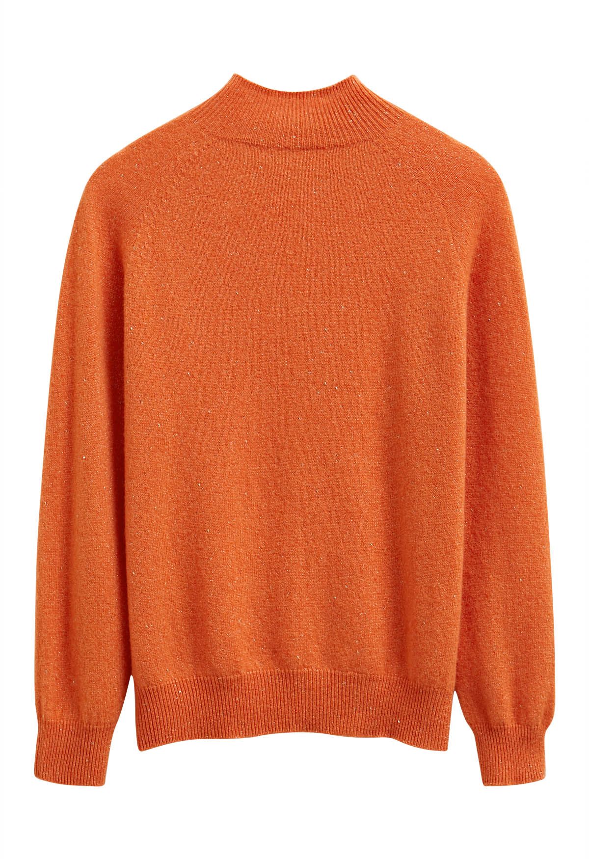 Wollpullover mit Rollkragen und integriertem Metallic-Faden in Orange