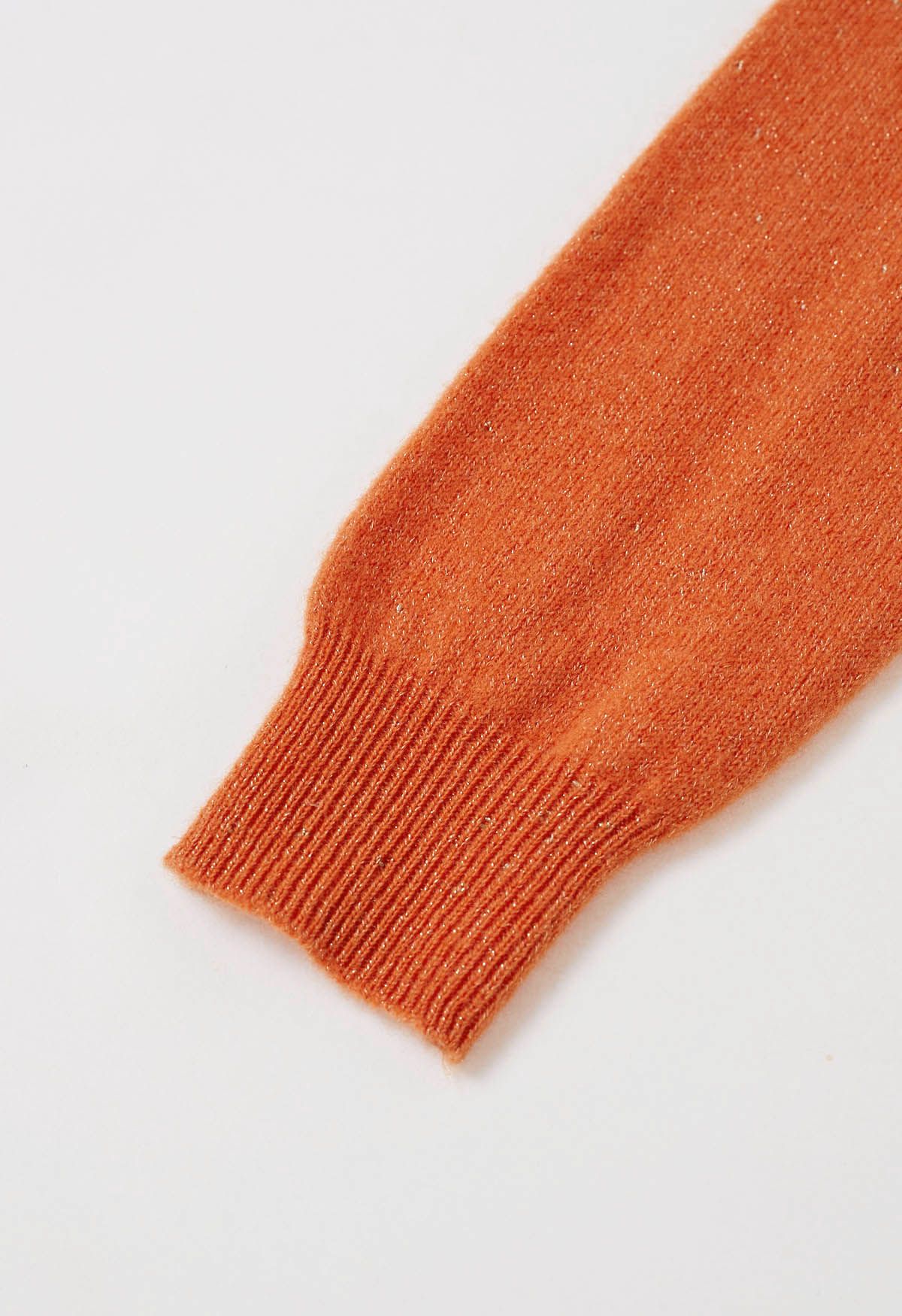 Wollpullover mit Rollkragen und integriertem Metallic-Faden in Orange