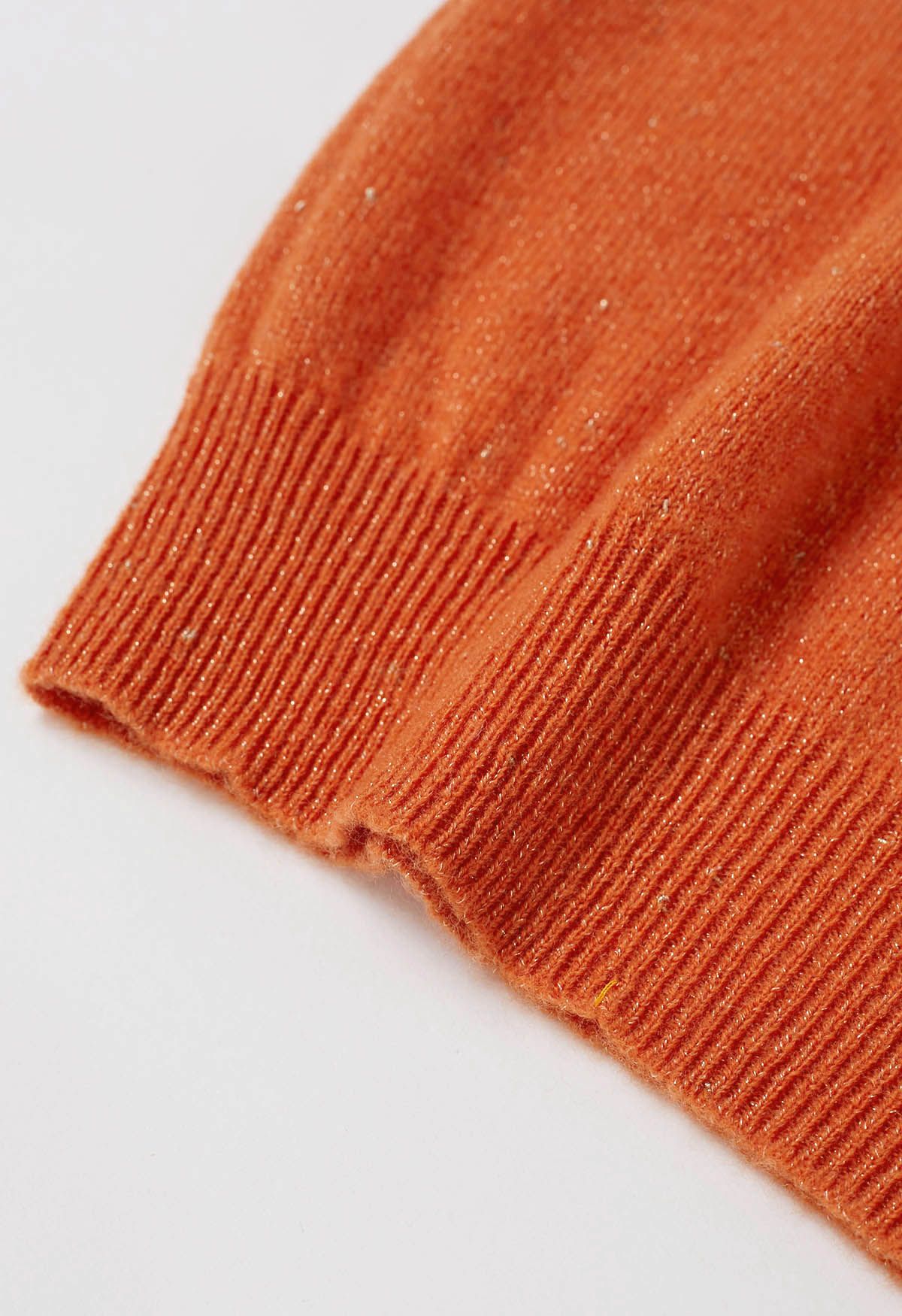 Wollpullover mit Rollkragen und integriertem Metallic-Faden in Orange