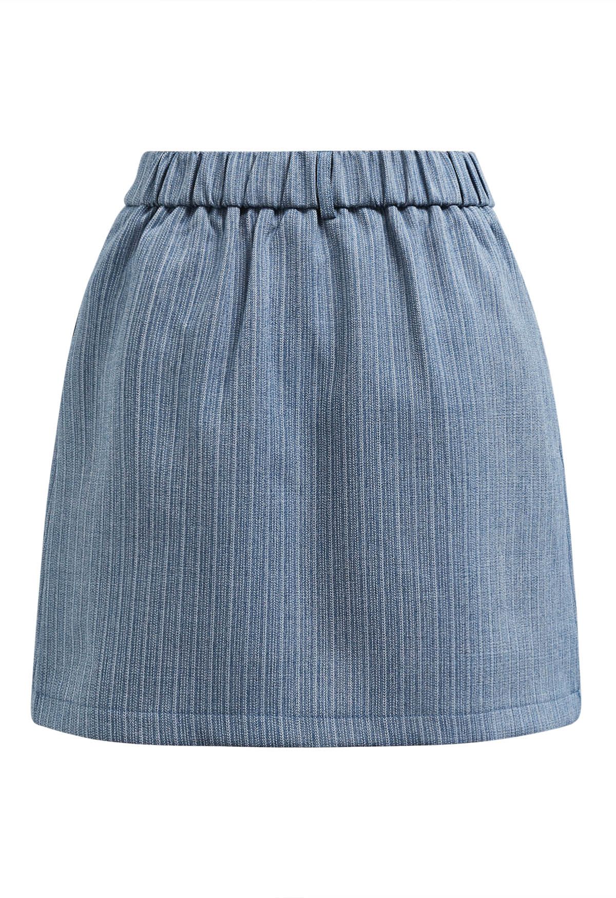 Everlasting – Gestreifter Mini-Skort mit Seitentaschen in Blau