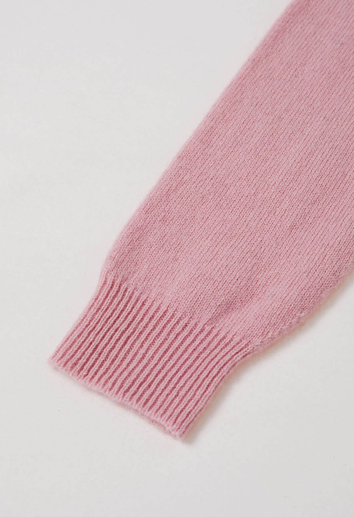 Herzwärmender Rollkragen-Langarm-Wollpullover in Rosa