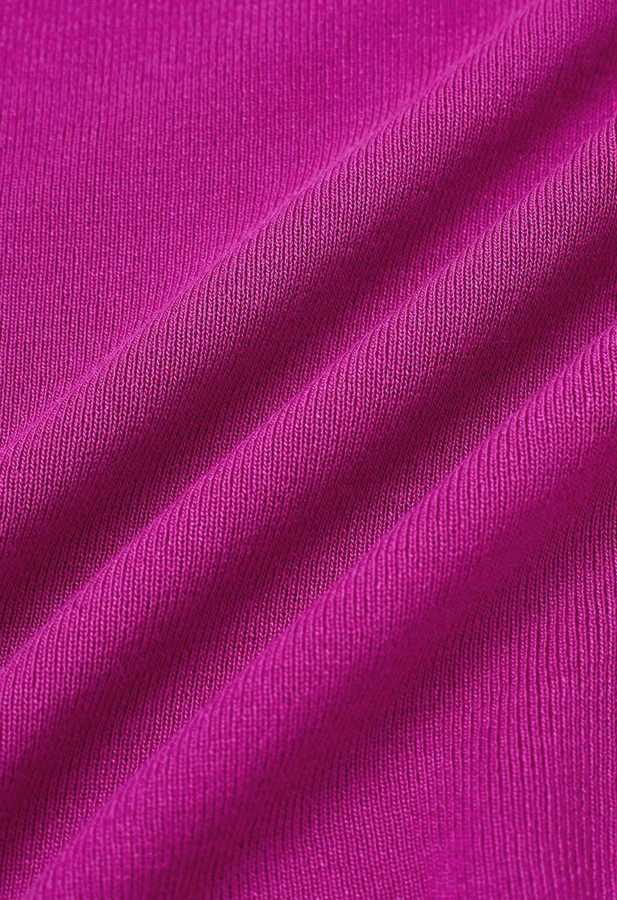 Langärmliges Stricktop mit Cut-outs und Knoten an den Schultern in Magenta