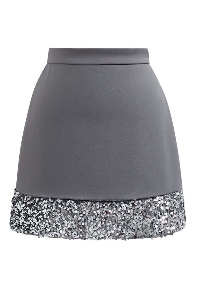 Shine Glamour – Minirock mit Paillettensaum in Grau