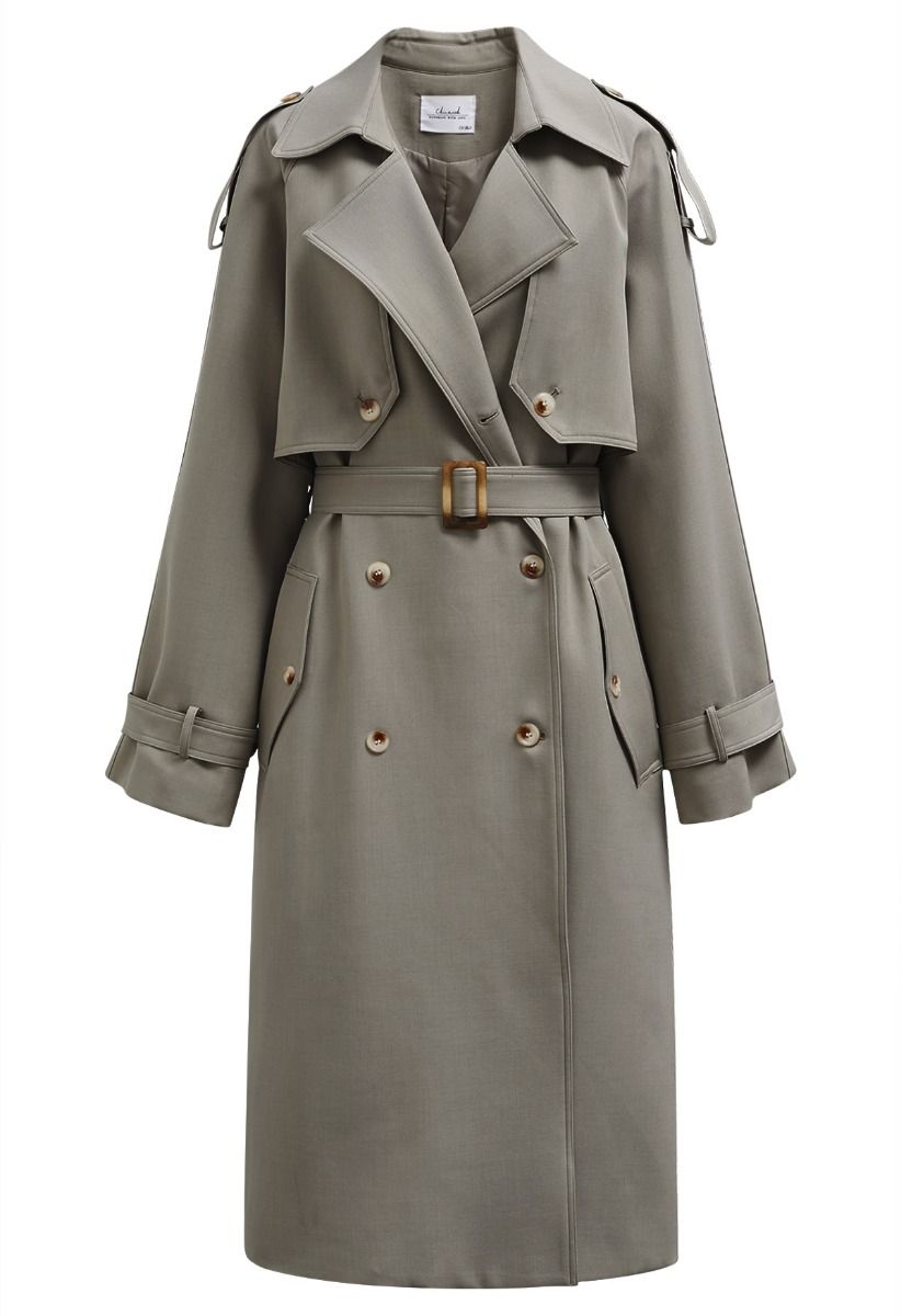 Zweireihiger Trenchcoat „New Icon“ in Taupe