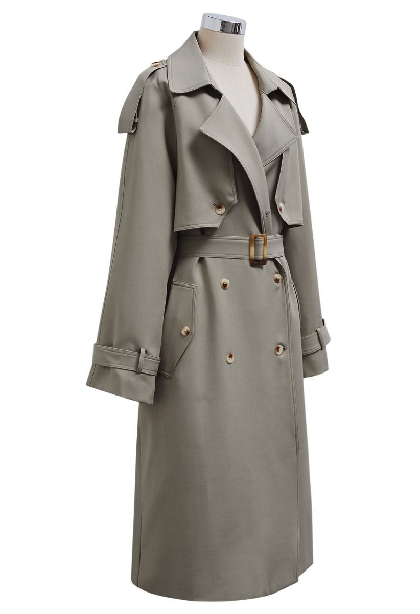 Zweireihiger Trenchcoat „New Icon“ in Taupe