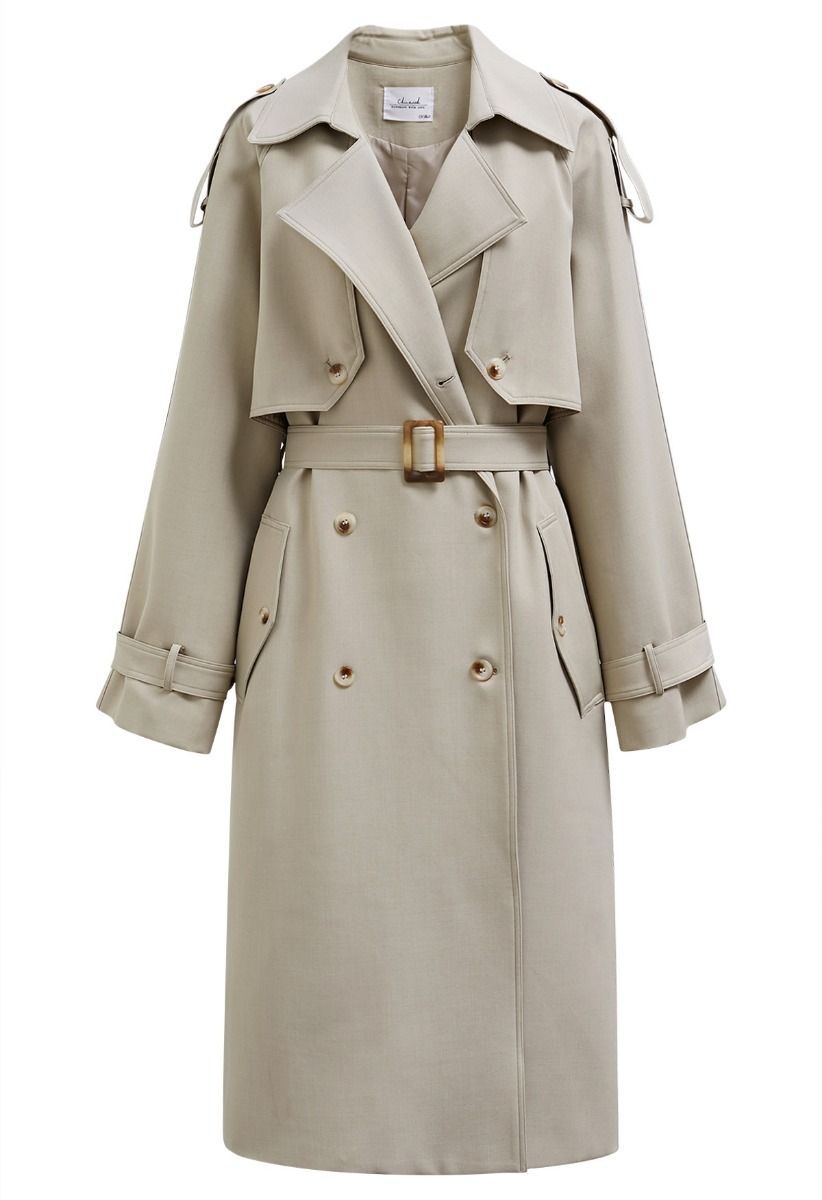 Zweireihiger Trenchcoat „New Icon“ in Hellkhaki