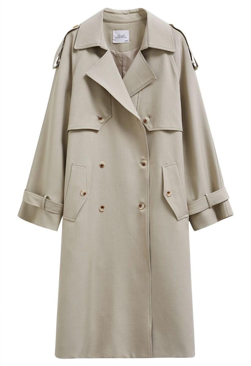 Zweireihiger Trenchcoat „New Icon“ in Hellkhaki