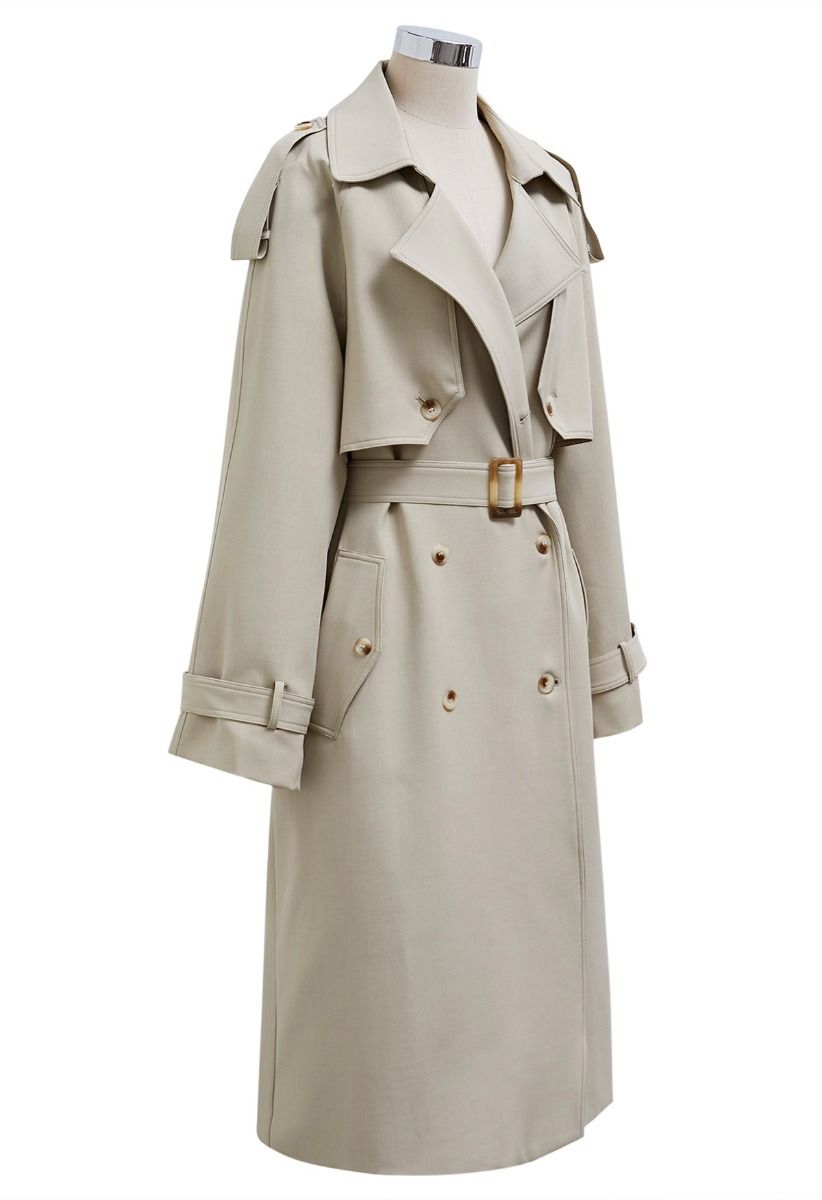 Zweireihiger Trenchcoat „New Icon“ in Hellkhaki