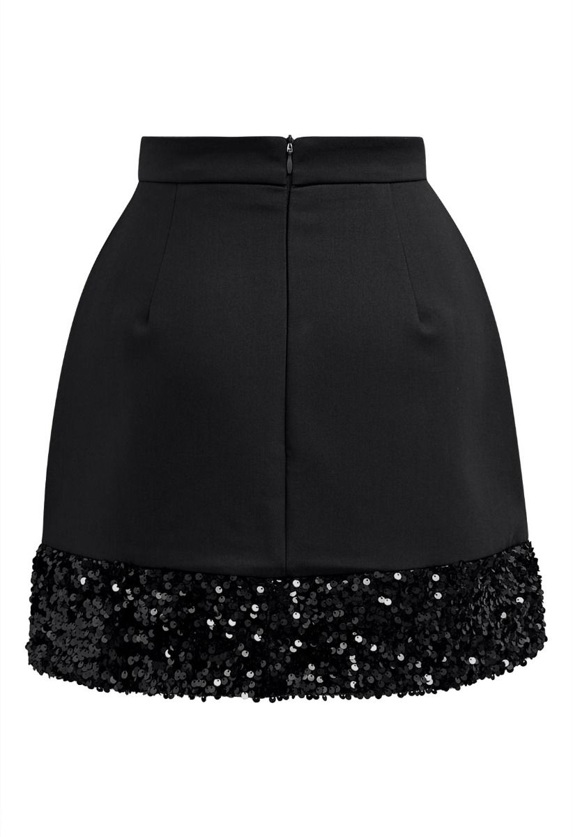 Shine Glamour – Minirock mit Paillettensaum in Schwarz