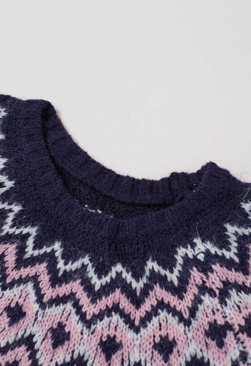 Nordic Charm – Fair-Isle-Strickpullover in Blau