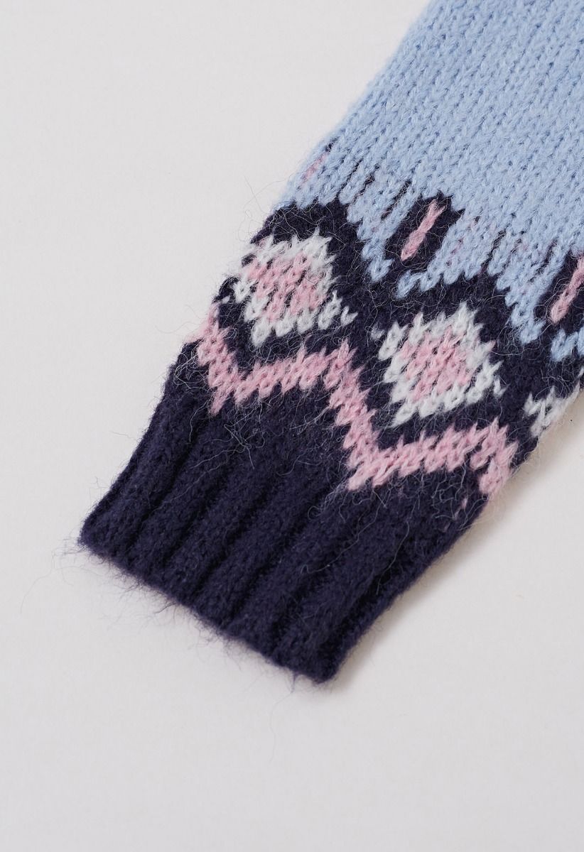 Nordic Charm – Fair-Isle-Strickpullover in Blau