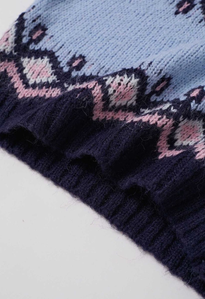 Nordic Charm – Fair-Isle-Strickpullover in Blau