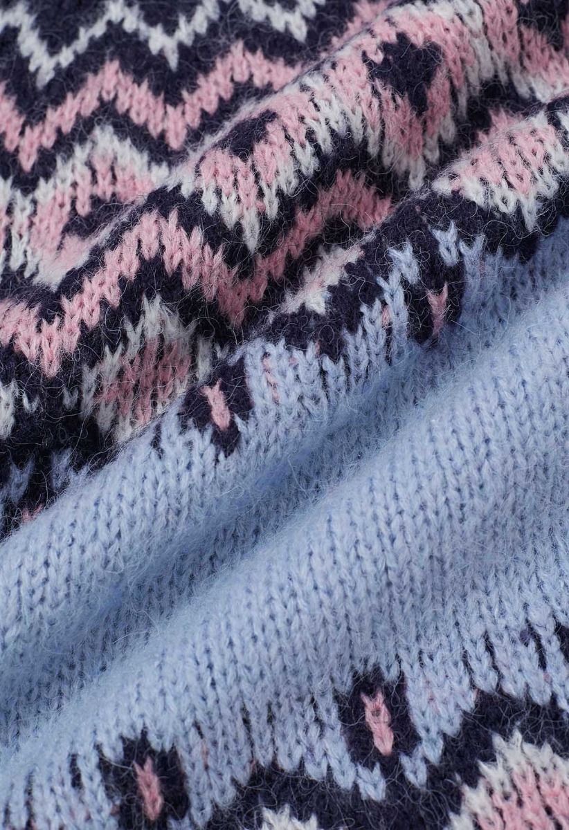 Nordic Charm – Fair-Isle-Strickpullover in Blau