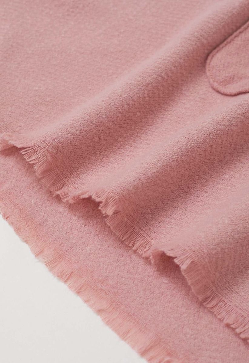 Whisper Soft – Poncho mit Taschen und Fransensaum in Rosa