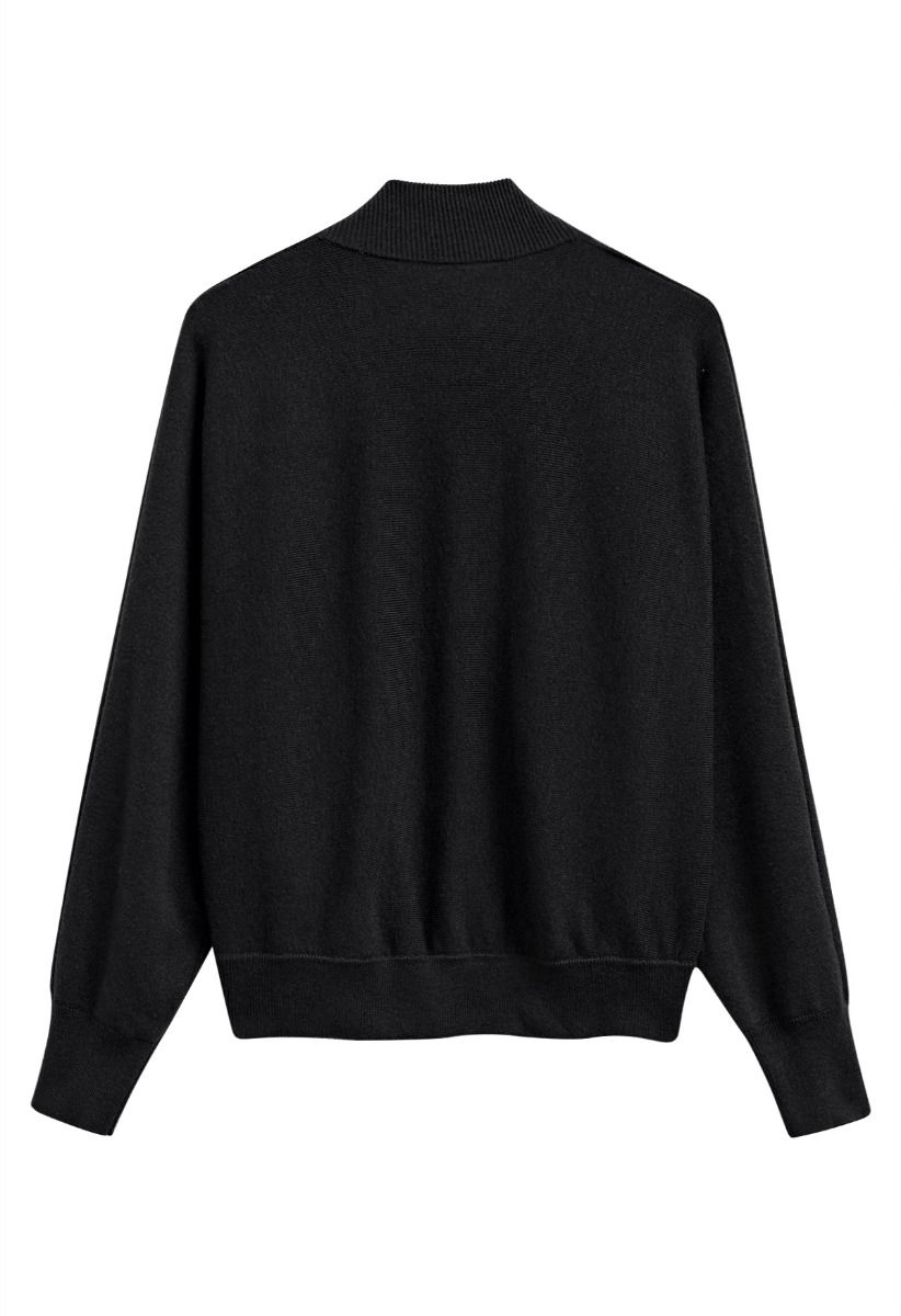 Minimalistischer Cardigan mit offener Vorderseite und geripptem Rand in Schwarz