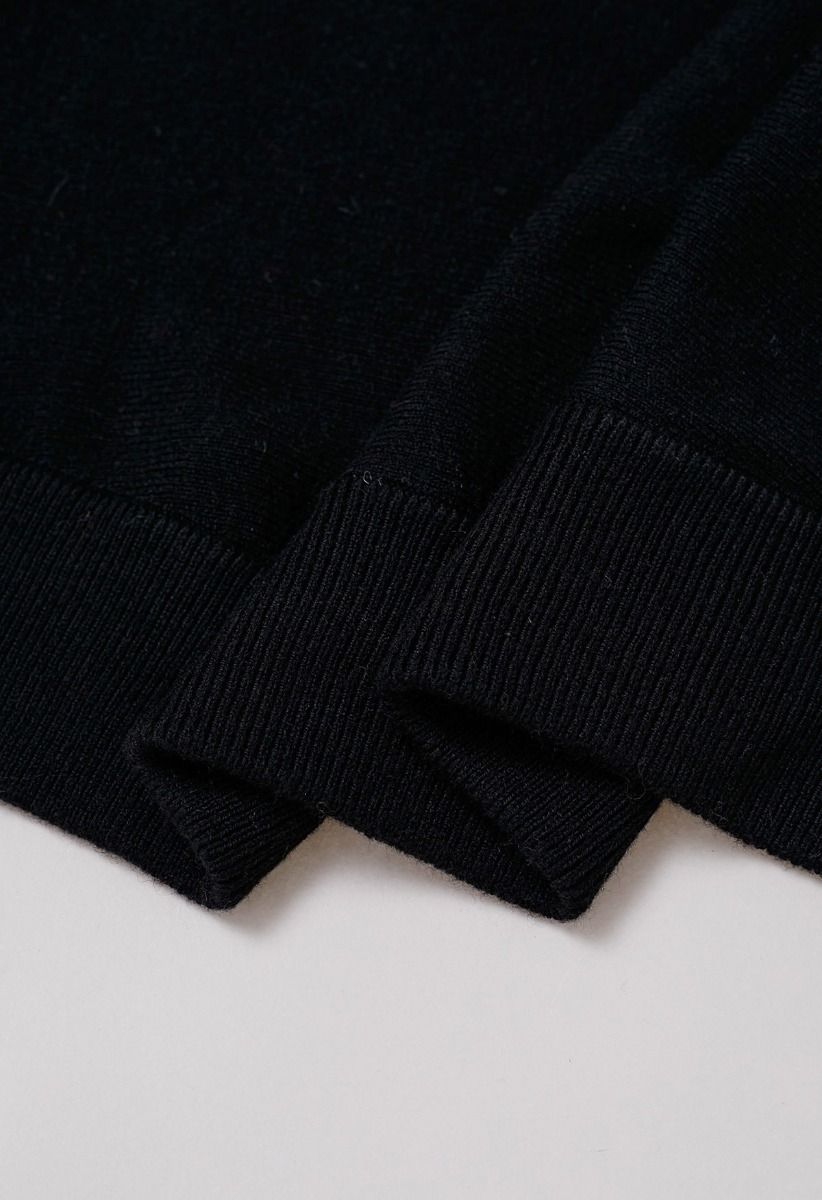 Minimalistischer Cardigan mit offener Vorderseite und geripptem Rand in Schwarz