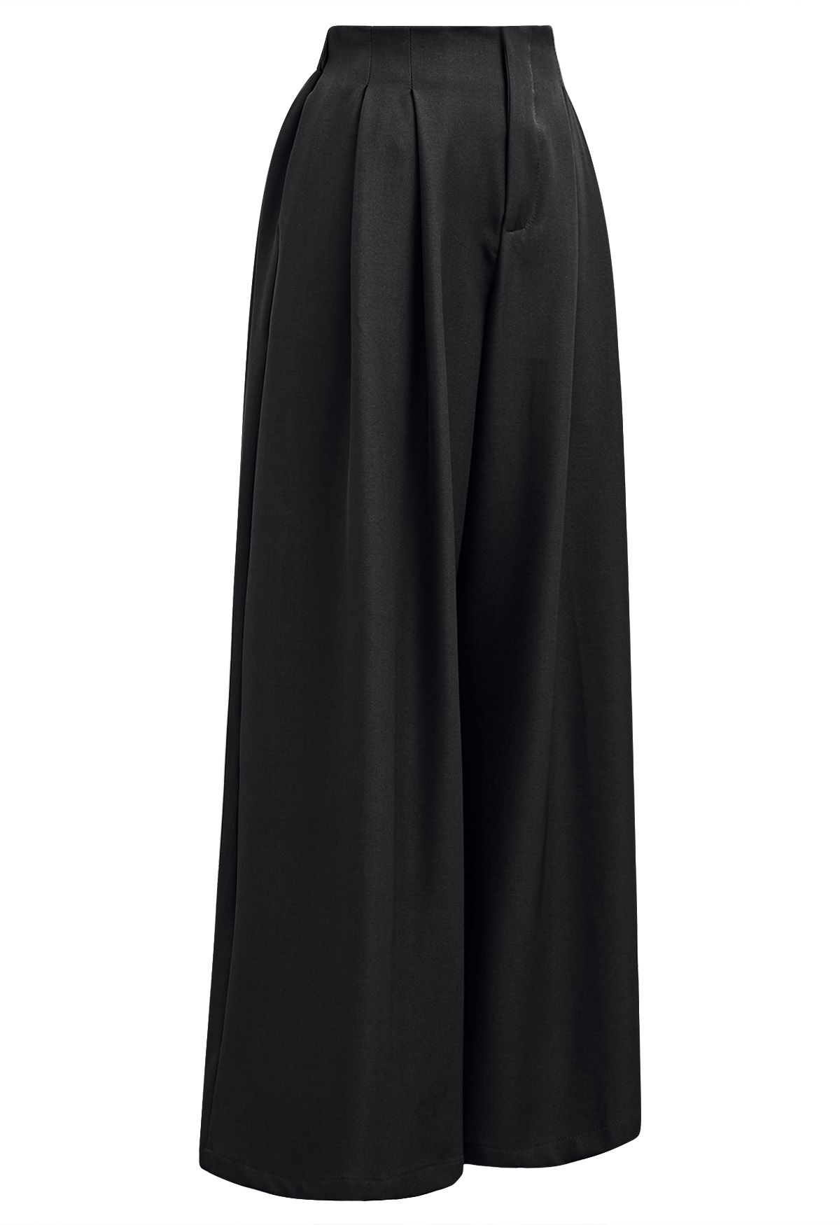 Allure in Motion – Palazzo-Hose mit elastischer Taille und Falten in Schwarz