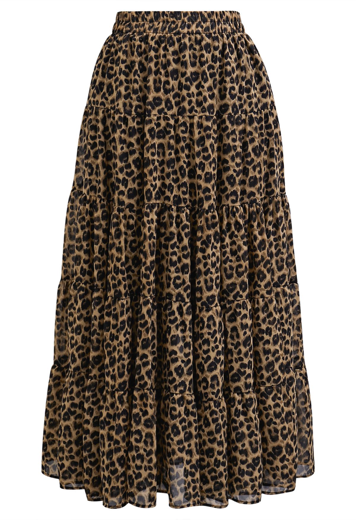 Wild Side – Chiffon-Midirock mit Animalprint