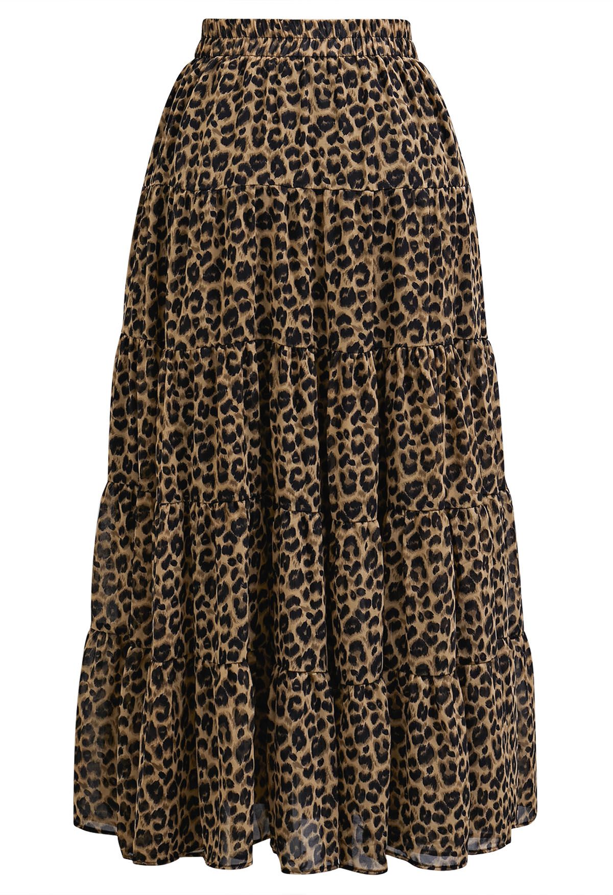 Wild Side – Chiffon-Midirock mit Animalprint