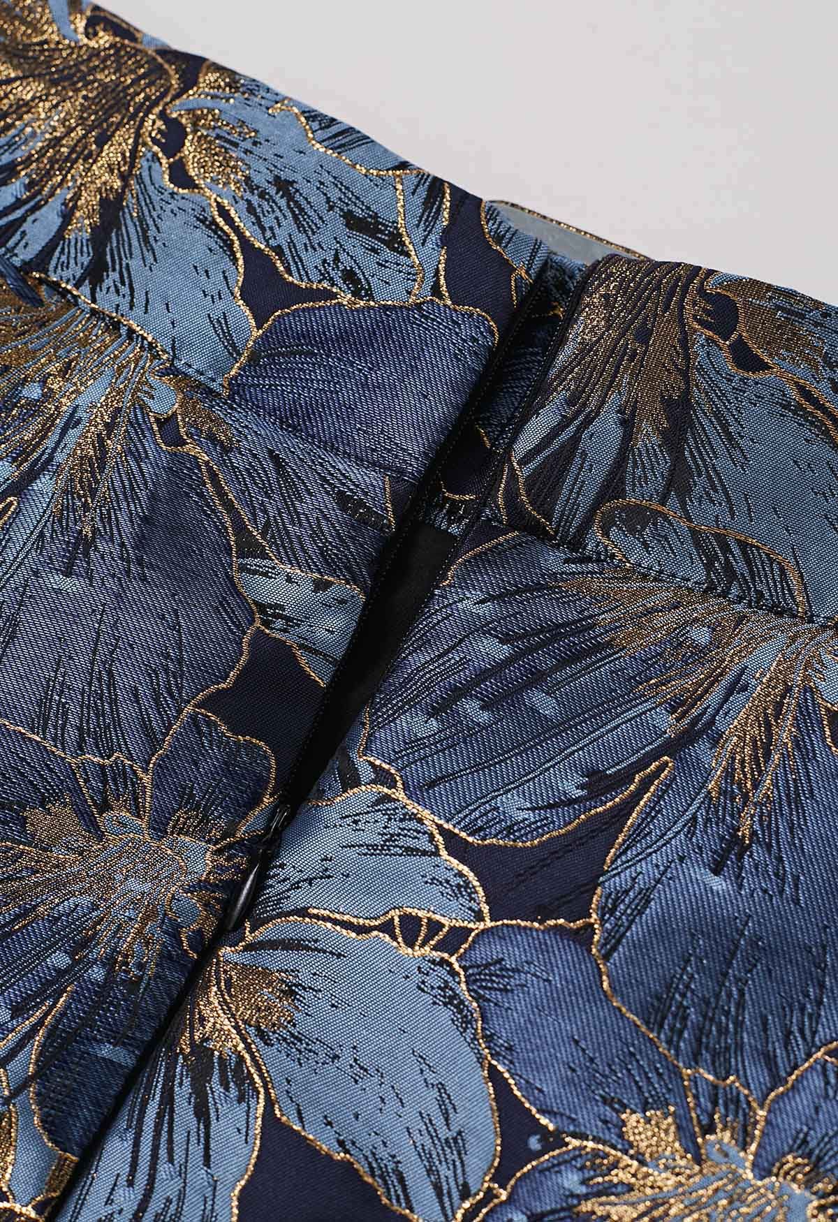 Ausgestellter Maxirock „Opulent Bloom“ aus Jacquard mit Gürtel