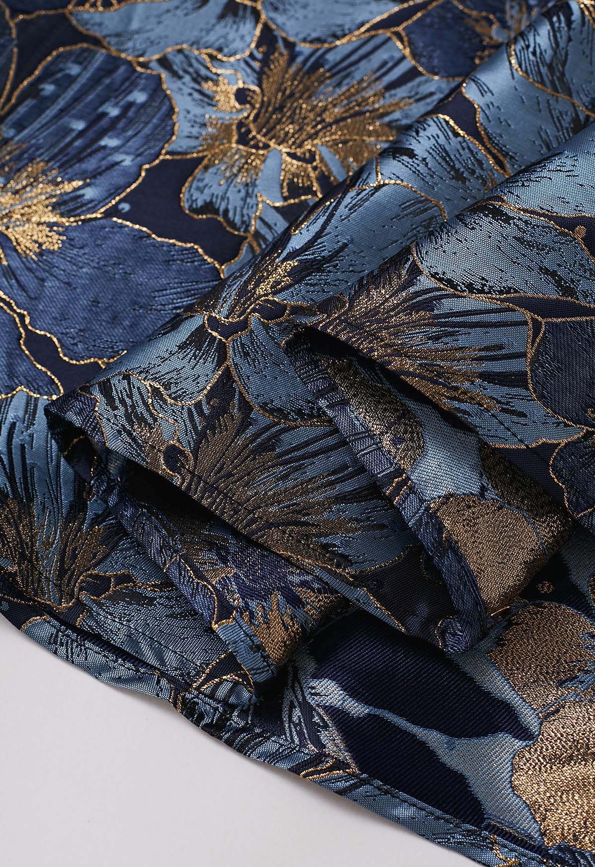 Ausgestellter Maxirock „Opulent Bloom“ aus Jacquard mit Gürtel