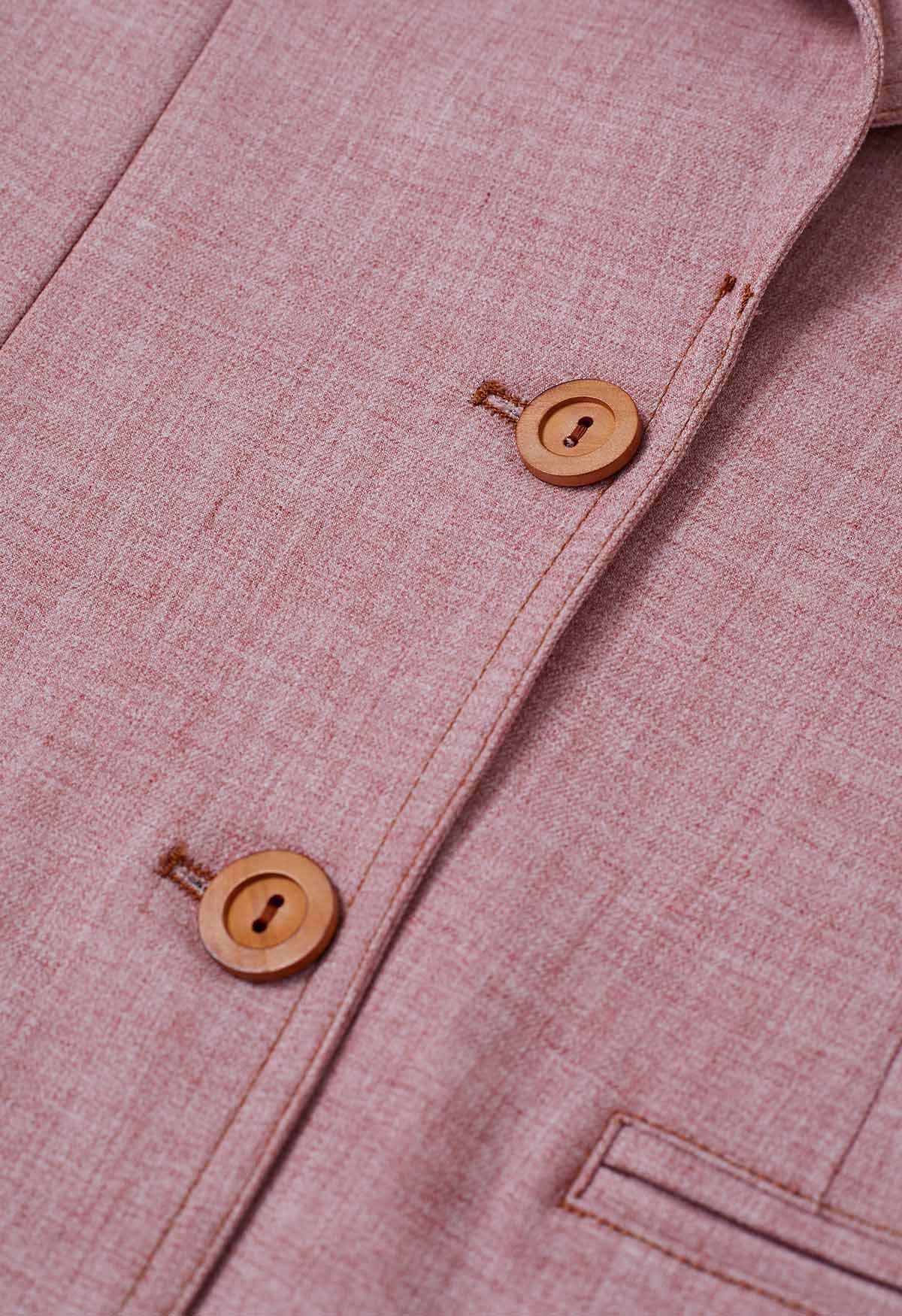 Blazer mit Knopfleiste und dekorativer Tasche, steigendem Revers in Rosa