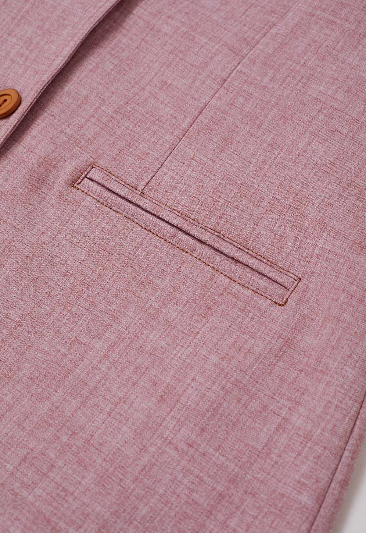 Blazer mit Knopfleiste und dekorativer Tasche, steigendem Revers in Rosa