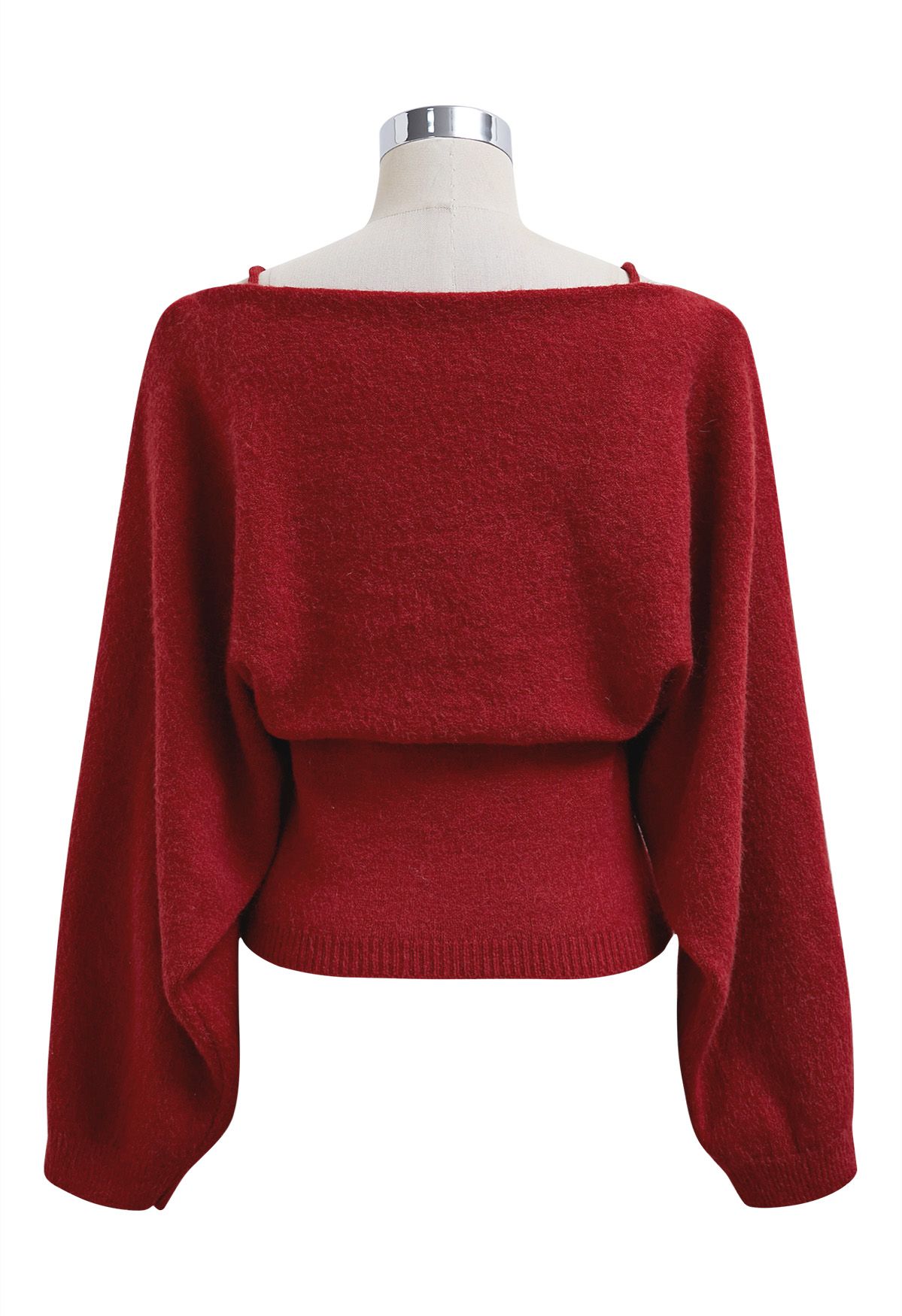 Faszinierendes Set aus Camisole-Top und Pullover mit Schleife in Rot