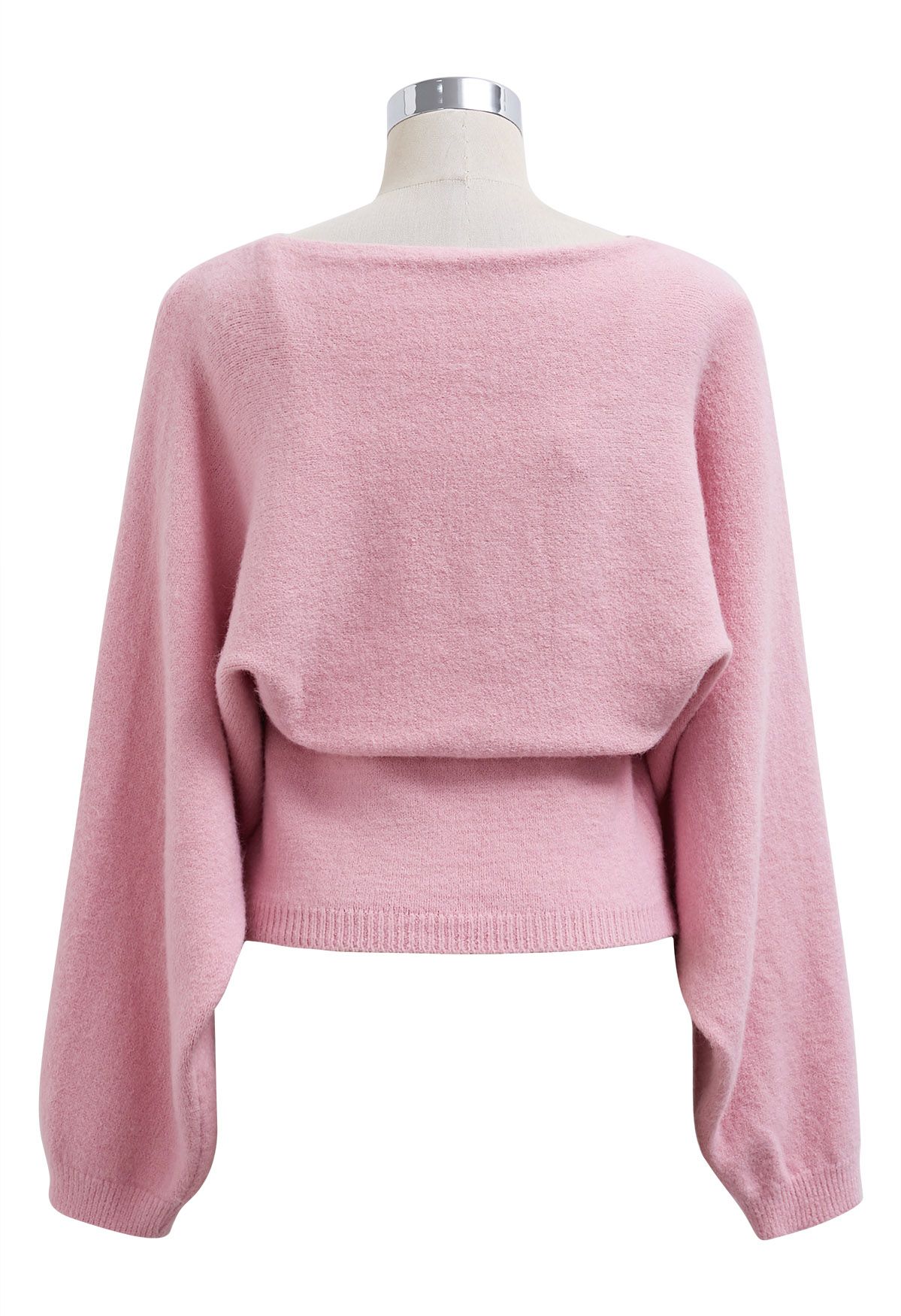 Faszinierendes Set aus Camisole-Top und Pullover mit Schleife in Rosa