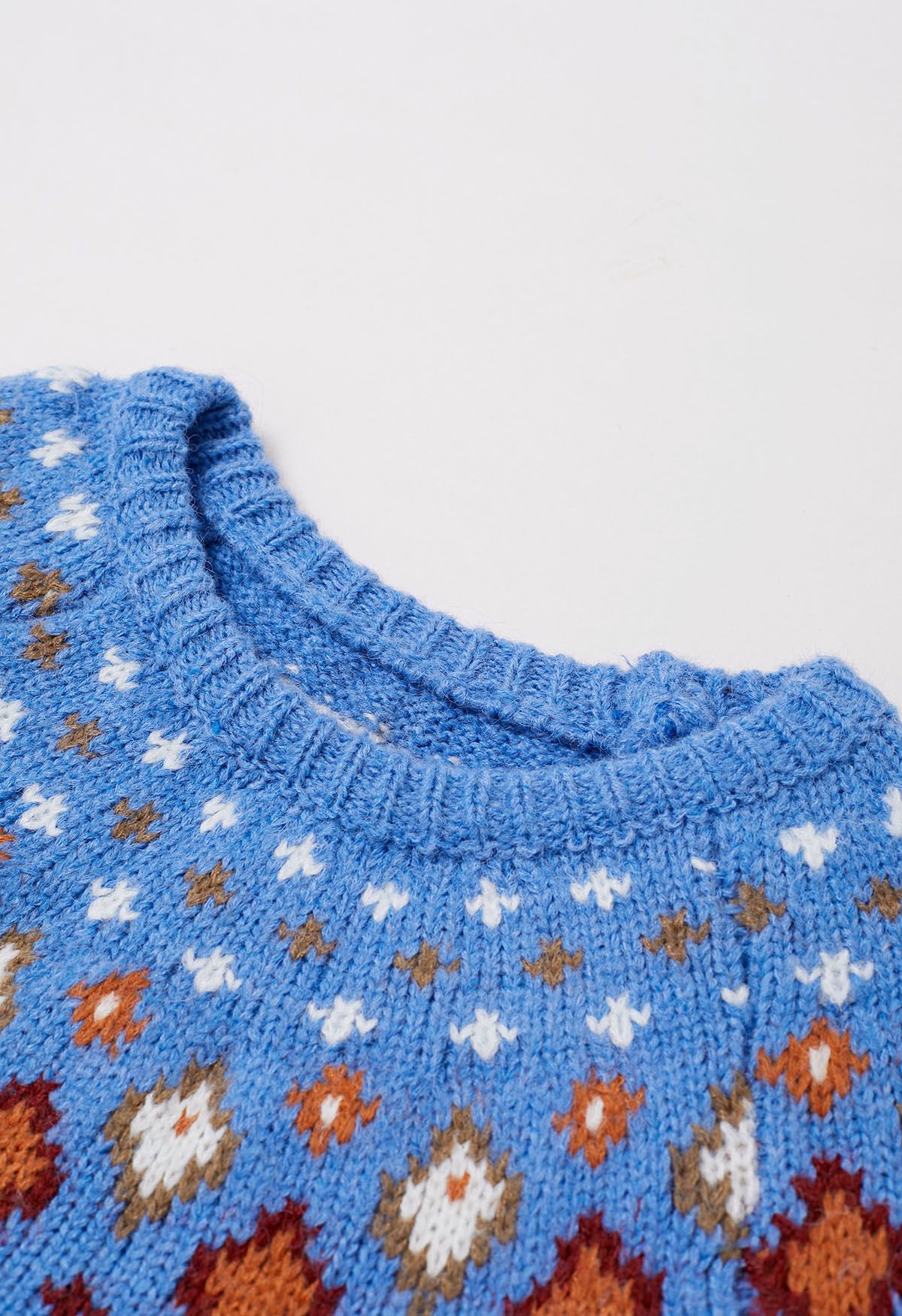 Snowflake Wonderland Fair Isle Strickpullover in Blau