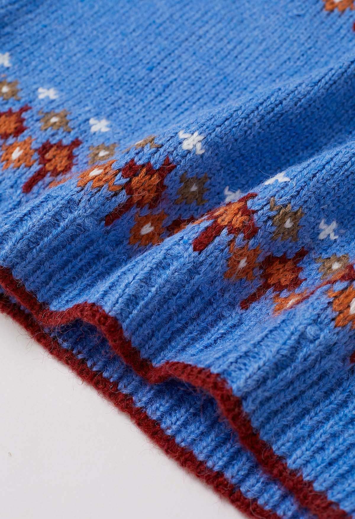 Snowflake Wonderland Fair Isle Strickpullover in Blau