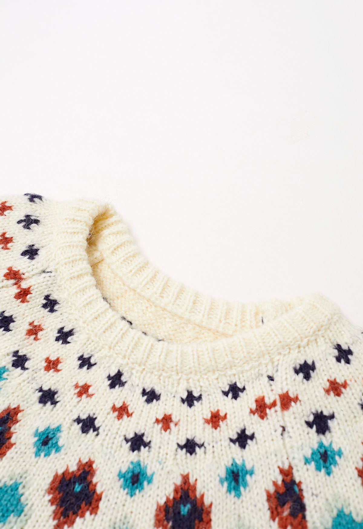 Snowflake Wonderland Fair Isle Strickpullover in Creme