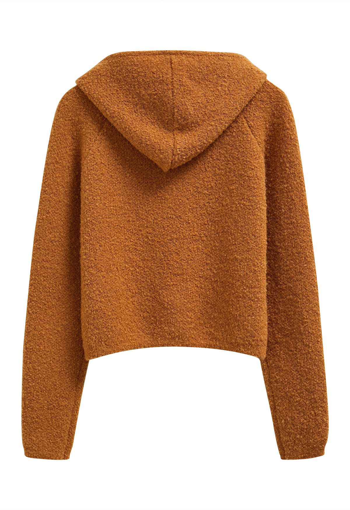 Winter Essentials – Strickjacke mit Kapuze und Reißverschluss in Orange