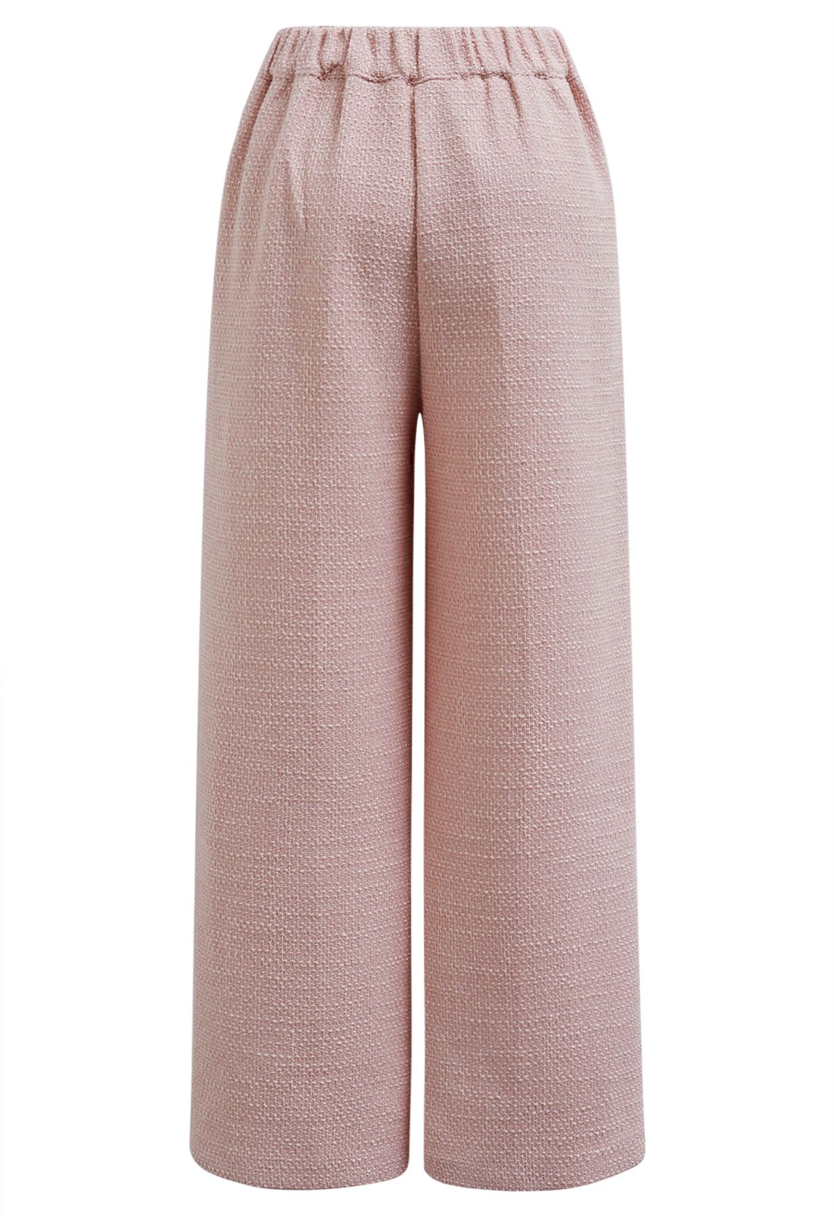 Stylische Tweed Falten Palazzo Hose in Pink