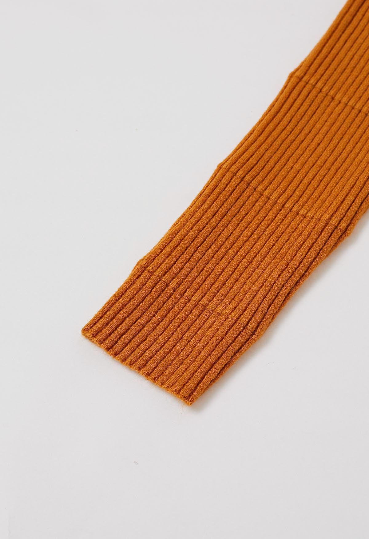 Softness – Rollkragen-Strickoberteil mit gerippter Struktur in Orange