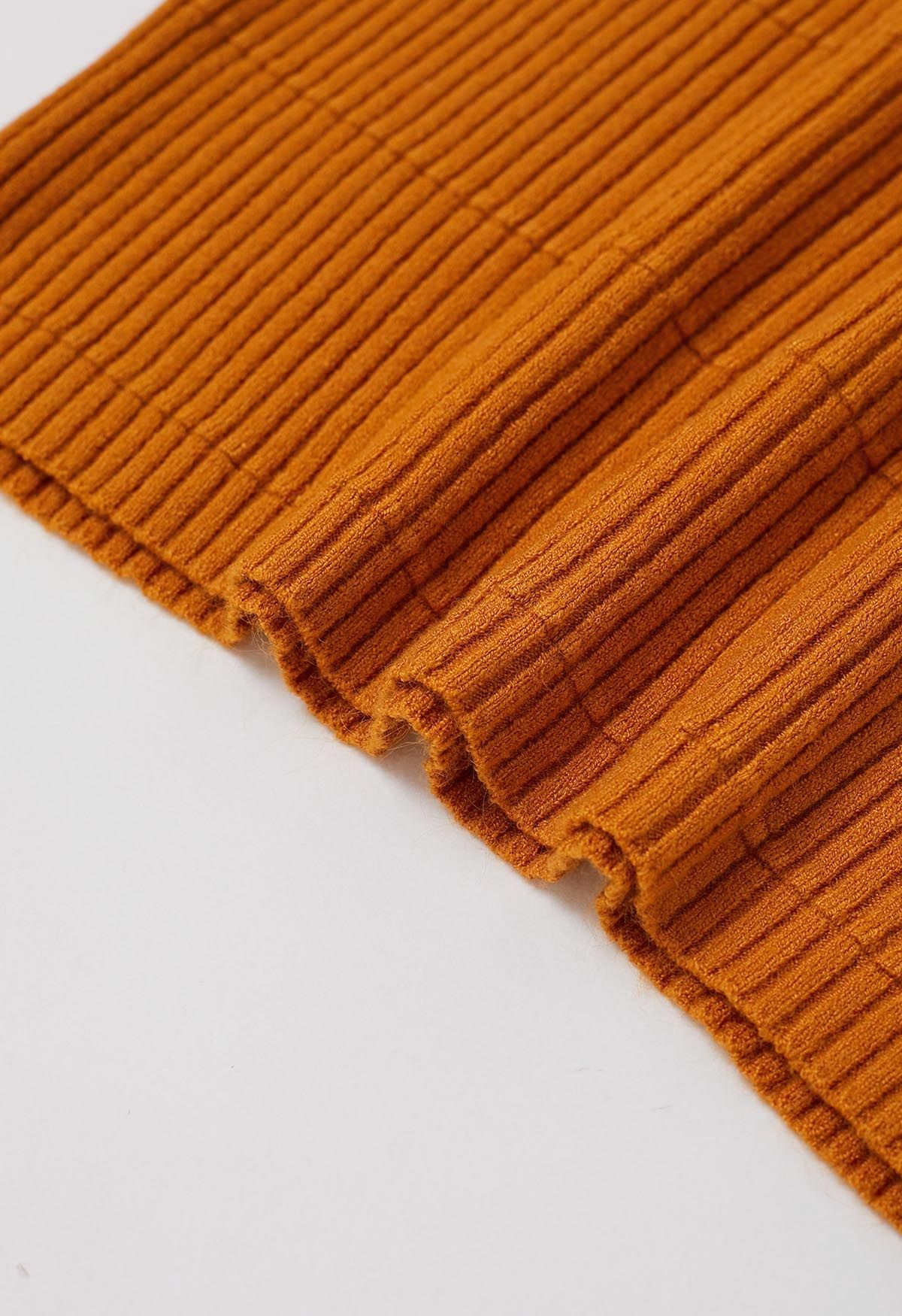 Softness – Rollkragen-Strickoberteil mit gerippter Struktur in Orange